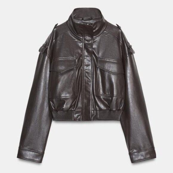 ZARA FAUX LEATHER CROPPED JACKET - Picture 10 of 12